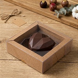 Caixa  Coração lapidado de 70 à 100 gr Kraft c/ 5 unidades Crystal Rizzo Confeitaria