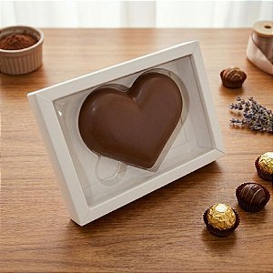 Caixa Coração plano P Branca com 5 un. Crystal Rizzo Confeitaria