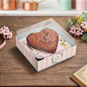 Caixa para Meio Coração de 250g - Coelha Bella - 06 unidades - Cromus Páscoa - Rizzo Embalagens