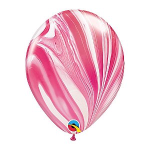 Balão de Festa Látex Superagate - Branco e Vermelho - Qualatex - Rizzo Embalagens