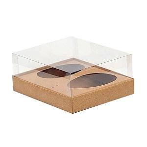 Caixa Ovo de Colher Duplo - Meio Ovo de 250g - 20,5cm x 17cm x 6,5cm - Kraft - 5unidades - Assk - Páscoa Rizzo Emb