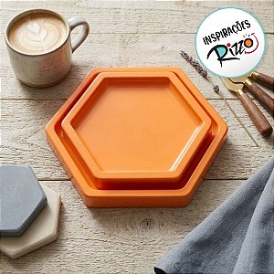 Bandeja Sextavada Papaya - 01 unidade - Só Boleiras - Rizzo Embalagens