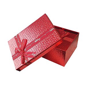 Kit Caixa Rígida Retangular Vermelho com Laço - 03 Unidades - Rizzo