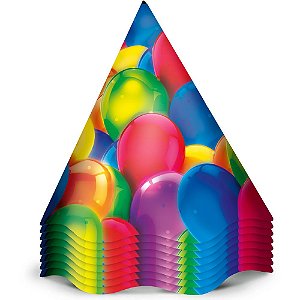 Chapeu Aniversario  Festa Baloes 12 Unidades - Regina - Rizzo Festas