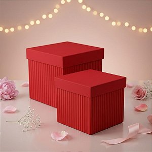 Caixa Cubo com Relevo Vermelho - 01 unidade - Cromus - Rizzo Embalagens