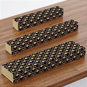 Caixa Luva para Doces - Jour Preto e Ouro - 10 unidades - Cromus - Rizzo Embalagens