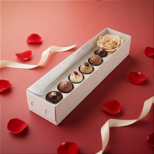 Caixa Botão de Rosa com Brigadeiro - Branco - 05 unidades - Assk - Rizzo Embalagens