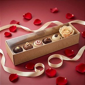 Caixa Botão de Rosa com Brigadeiro Kraft - 05 unidades - Assk - Rizzo Embalagens