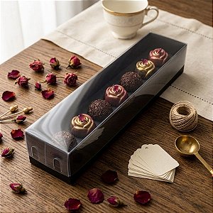 Caixa Botão de Rosa com Brigadeiro Preta - 05 unidades - Assk - Rizzo Embalagens