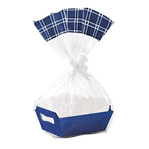 Kit Cesta De Papel Cartão Cristalino Azul Marinho - 01 unidade - Cromus - Rizzo Embalagens