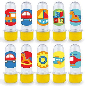 Mini Tubete Lembrancinha Festa Fábrica de Brinquedos - 8cm - 20 unidades - Amarelo -  Rizzo Embalagens e Festas