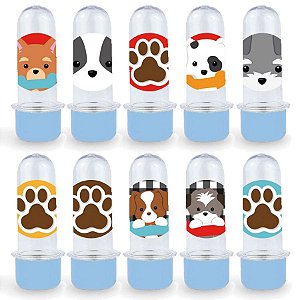 Mini Tubete Lembrancinha Festa Cachorrinhos - 8cm - 20 unidades - Azul -  Rizzo Embalagens e Festas