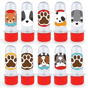 Mini Tubete Lembrancinha Festa Cachorrinhos - 8cm - 20 unidades - Vermelho -  Rizzo Embalagens e Festas