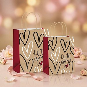 Sacola de Papel Eu te Amo - 10 unidades - Cromus - Rizzo Embalagens