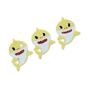 Aplique de EVA Baby Shark Glitter Amarelo 8cm x 6cm - 03 Unidades - Make Festas - Rizzo Embalagens