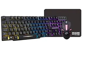 KIT GAMER 3X1 MOUSE MOA833 / MOUSE PAD / TECLADO KM5228 RGB - MARCA K-MEX