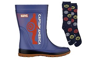 Galocha Infantil Menino Marvel Day- Azul/Marrom/Vermelho