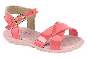 Sandália Infantil Menina Molekinha Verniz Coral Elegance