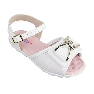 Sandália Infantil Menina Molekinha Branco Gliter
