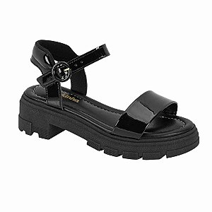 Sandália Infantil Menina Molekinha Tratorada-Preto