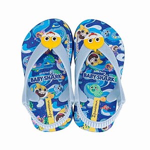 Chinelo Infantil Menino Baby Shark- Azul/Azul/Amarelo
