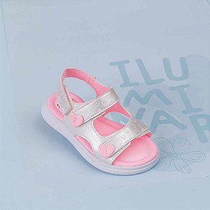 Sandália Infantil Menina Pampili LiLi-Branco/ Rosa Giz