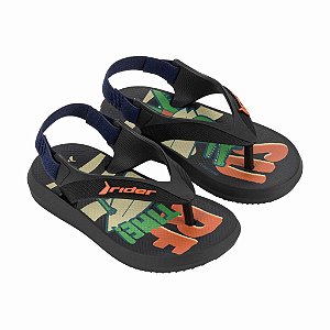 Chinelo Infantil Rider R1- Preto/Verde/Laranja