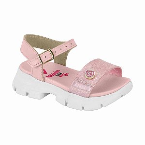 Sandália Infantil Menina Molekinha-Verniz Glow- Rosa