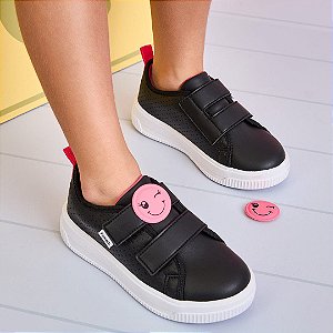 Tênis Infantil Menina Pampili Up- Preto/Rosa Chiclete