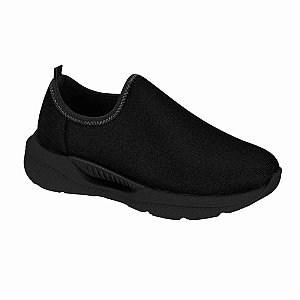Tênis Infantil Menina Slip Molekinha  Lycra Perola- Preto/Preto