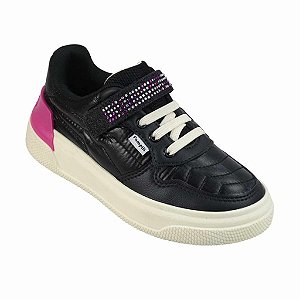 Tênis Infantil Pampili XP 24 Matelassê Glitter e Strass-Preto