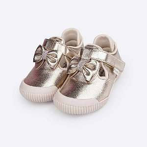 Tênis Infantil Menina Pampili Yuyu Laço com Strass-Dourado