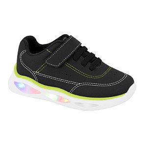 Tênis Infantil Menino Molekinho Led Floter Rustico Neo-Preto/Verde