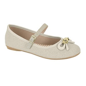 Sapatilha Infantil Menina Molekinha Tecido Lona Gliter Veneza- Branco OFF