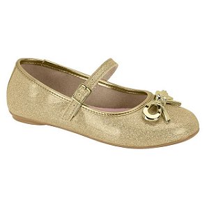 Sapatilha Infantil Menina Molekinha Verniz London- Dourado