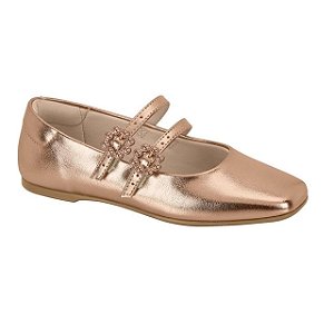 Sapatilha Infantil Menina  Molekinha Metalizado- Ouro Rosado