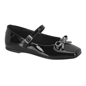 Sapatilha Infantil Menina Molekinha Verniz Premium- Preto/Preto