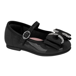 Sapatilha Infantil Menina Molekinha Verniz Premium Laço- Preto