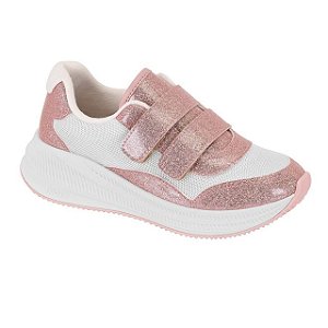 Tênis Infantil Menina Nylon Flat Verniz- Branco/Rosa