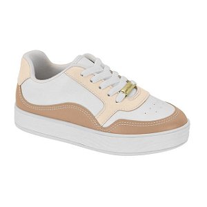 Tênis Infantil Menina Molekinha Turim- Branco/Nude/Creme