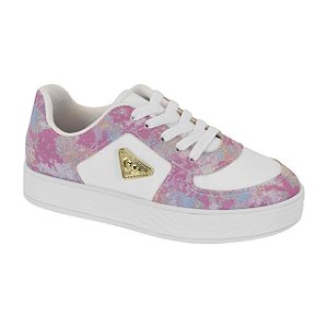 Tênis Infantil Menina Molekinha Turim Gliter- Aquarela/ Branco/ Multi Rosa