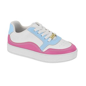 Tênis Infantil Menina Molekinha Turim- Branco/ Rosa/ Celeste