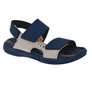Sandália Infantil Menino Molekinho Camurça Mali- Cinza/ Marinho