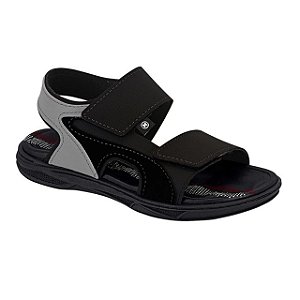 Sandália Infantil Menino Molekinho Floter Camurça- Preto/Cinza