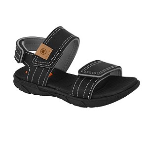 Sandália Infantil Menino Molekinho Floter Velcro- Preto/Preto
