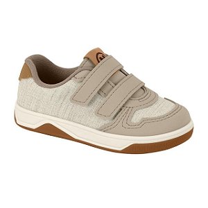 Tênis Infantil Menino Molekinho Tecido Timor Lest- Branco OFF/ Areia