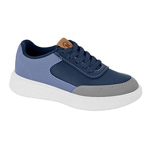 Tênis Infantil Menino Molekinho Napa Monaco- Marinho/ Cinza