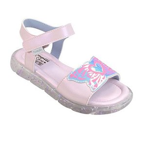 Sandália Infantil Menina Pampili Lulli Led- Rosa Suspiro/ Colorido