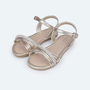 Sandália Infantil Menina Pampili Mili- Dourado Cristal