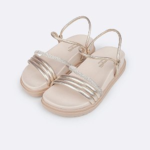 Sandália Infantil Menina Pampili Olivia- Dourado